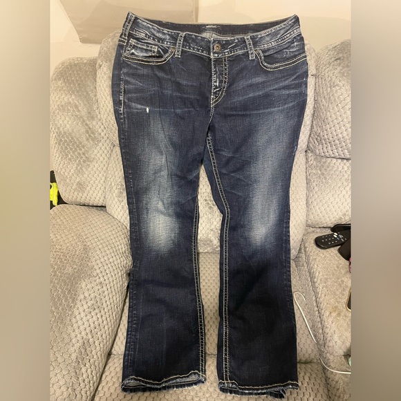 Silver Jeans Women's Dark Blue Mid Straight Cut Jeans - Picture 1 of 4